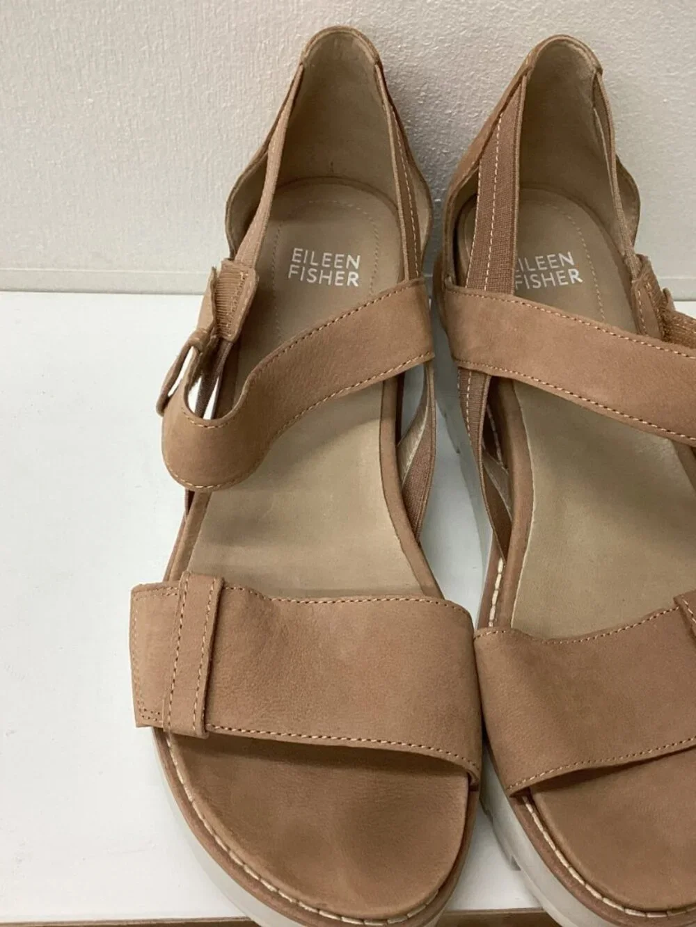 Eileen Fisher Luck Smooth Leather Wedge Sandal